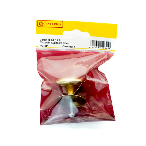 Victorian Cupboard Knobs, Polished Brass, 38mm Dia.