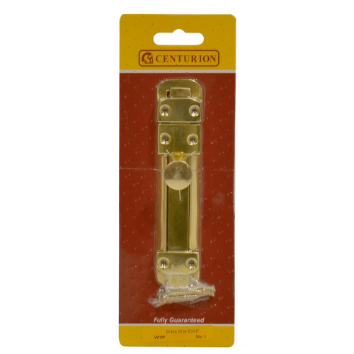 Flat Slide Bolt, Polished Brass, 150mm