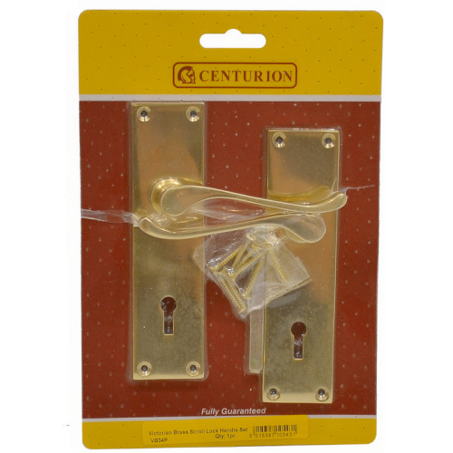 Solid Brass 'Scroll' Lever Lock Set, 145mm x 40mm