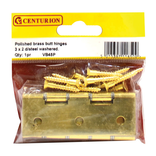 3" x 2" x 1.5mm PB Contract Butt Hinges DSW Polished (1 pair)