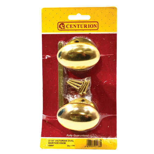 Solid Brass Oval Mortice Knob Set, 65mm Dia.