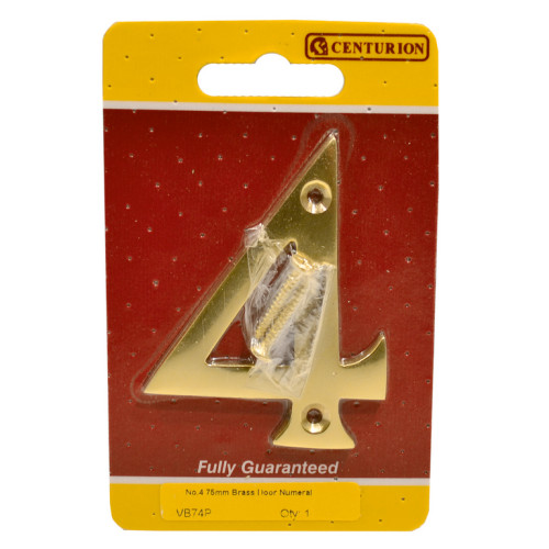 No.4 Solid Brass Door Numbers and Letters, 75mm