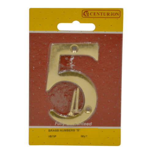 No.5 Solid Brass Door Numbers and Letters, 75mm