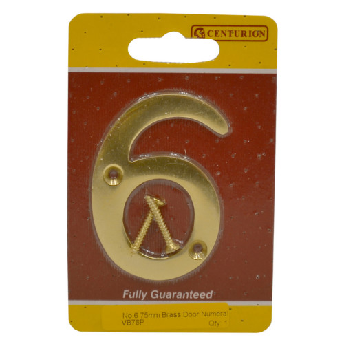 No.6 Solid Brass Door Numbers and Letters, 75mm