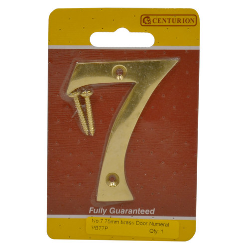 No.7 Solid Brass Door Numbers and Letters, 75mm