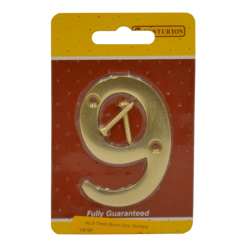 No.9 Solid Brass Door Numbers and Letters, 75mm