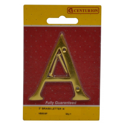 'A' Solid Brass Door Numbers and Letters, 75mm