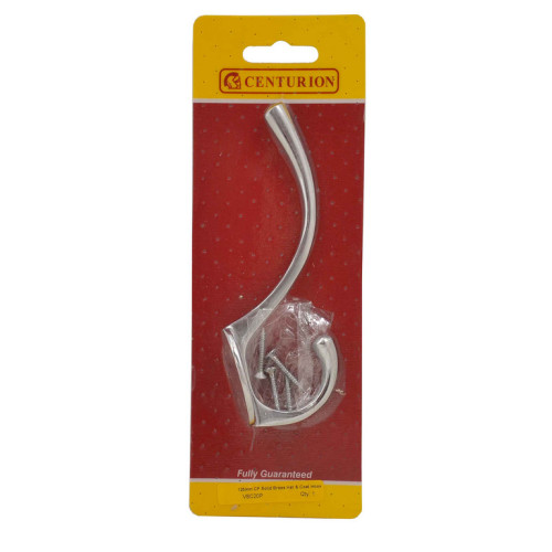 125mm Solid Brass Hat & Coat Hook - Chrome Plated - Pack Qty 1