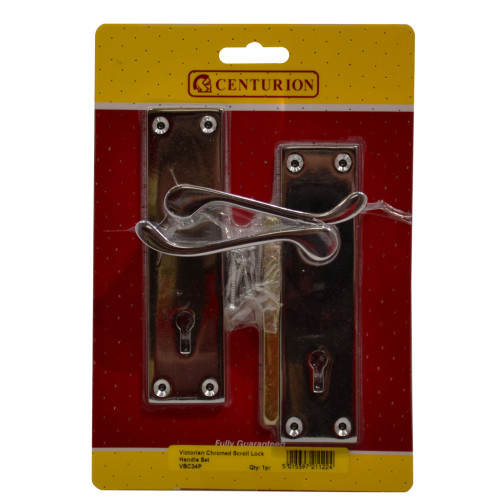 Chromed 'Scroll' Lever Lock Set, 145mm x 40mm, door handle