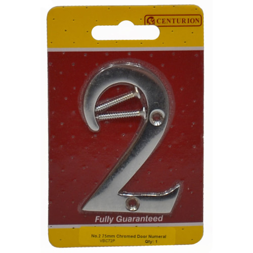 No.2 Chromed Door Numbers and Letters, 75mm
