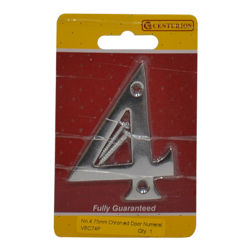 No.4 Chromed Door Numbers and Letters, 75mm
