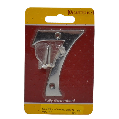 No.7 Chromed Door Numbers and Letters, 75mm