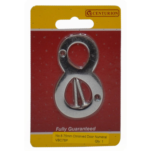 No.8 Chromed Door Numbers and Letters, 75mm