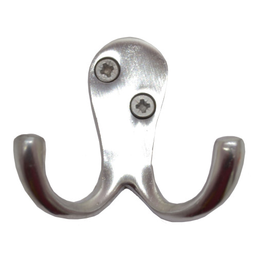 50mm Solid Brass Double Robe Hook - Satin Chrome