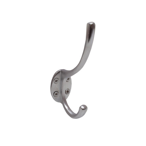 125mm Solid Brass Hat & Coat Hook - Satin Chrome