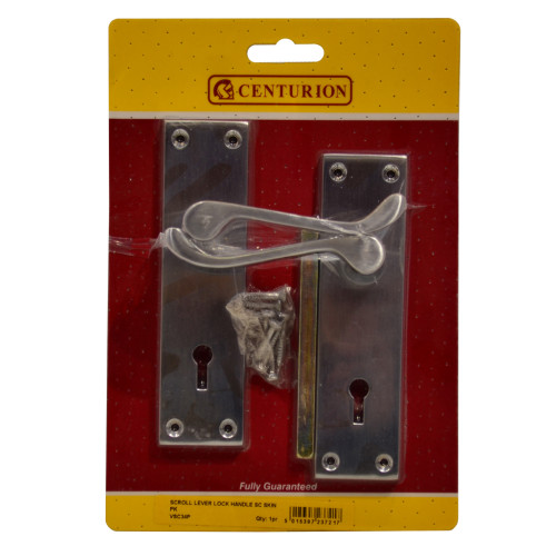 Satin Chrome Lever Lock Set, 145mm x 40mm