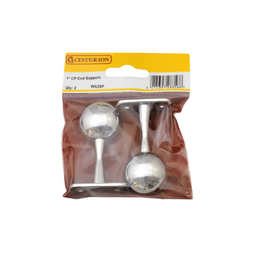 19mm (3/4") Wardrobe Centre Supports - Chrome Plated - Pack Qty 1
