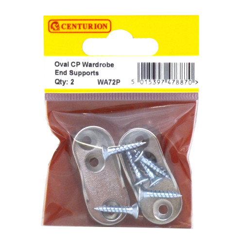 Oval Wardrobe End Supports - Chrome Plated - Pack of 2