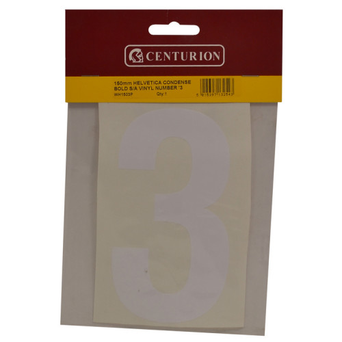 150mm White Self Adhesive Vinyl Number 3 (Pack of 5)