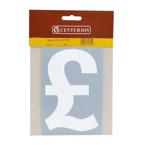 150mm White Self Adhesive Vinyl Letter Â£ (Pack of 5)