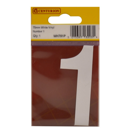 White Bold Condensed Style Vinyl Number 1 WH751P