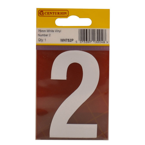 White Bold Condensed Style Vinyl Number 2 WH752P