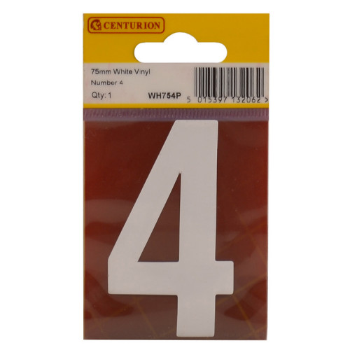 White Bold Condensed Style Vinyl Number 4 WH754P