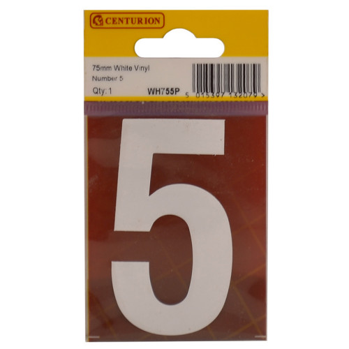 White Bold Condensed Style Vinyl Number 5 WH755P