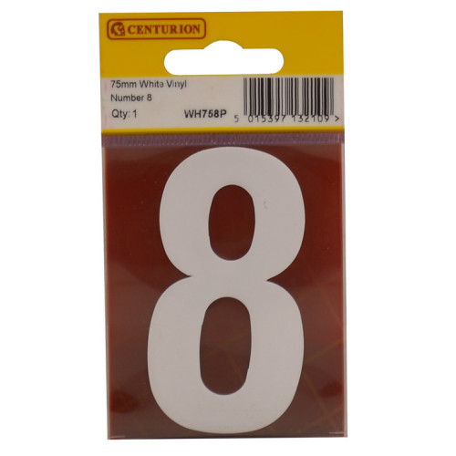 White Bold Condensed Style Vinyl Number 8 WH758P