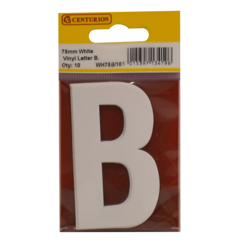White Bold Condensed Style Vinyl Letter B WH75B/10