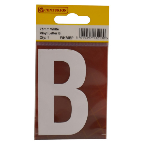 75mm White Bold Condensed Vinyl Letter B WH75BP