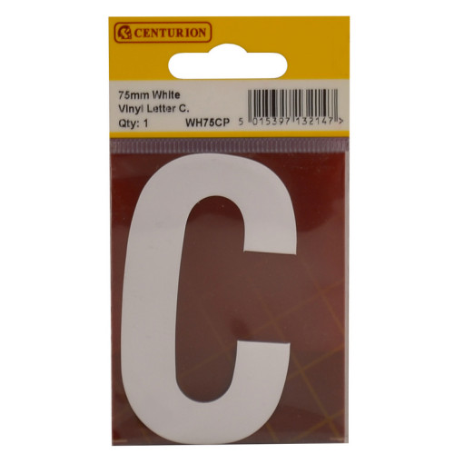 White Bold Condensed Style Vinyl Letter C WH75CP