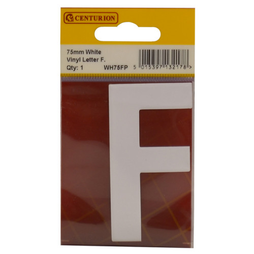 White Bold Condensed Style Vinyl Letter F WH75FP