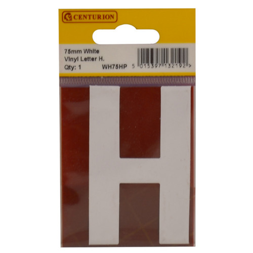 White Bold Condensed Style Vinyl Letter H WH75HP