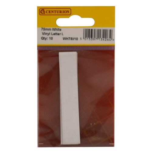 White Bold Condensed Style Vinyl Letter I WH75I/10