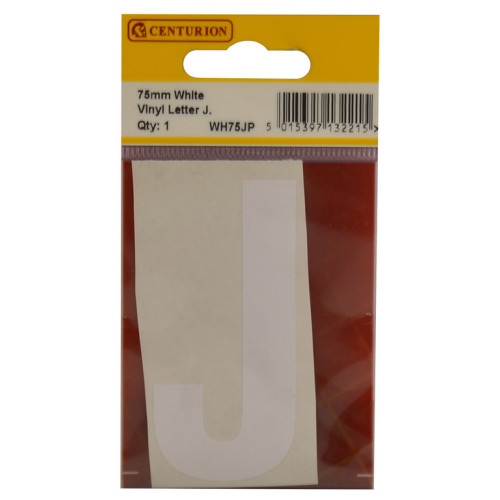 White Bold Condensed Style Vinyl Letter J WH75JP
