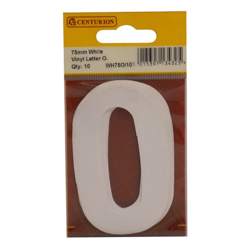 White Bold Condensed Style Vinyl Letter O WH75O/10
