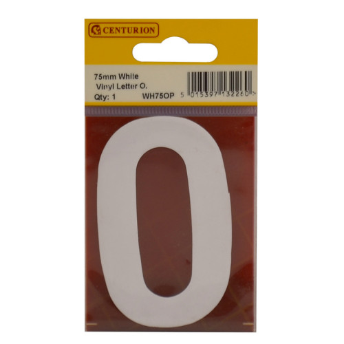 White Bold Condensed Style Vinyl Letter O WH75OP