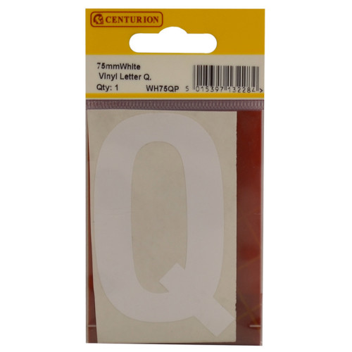 White Bold Condensed Style Vinyl Letter Q WH75QP