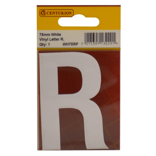 White Bold Condensed Style Vinyl Letter R WH75RP