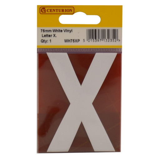 White Bold Condensed Style Vinyl Letter X WH75XP