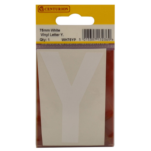 White Bold Condensed Style Vinyl Letter Y WH75YP