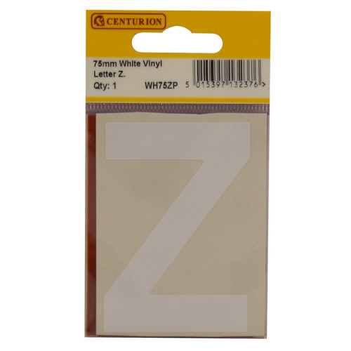 White Bold Condensed Style Vinyl Letter Z WH75ZP