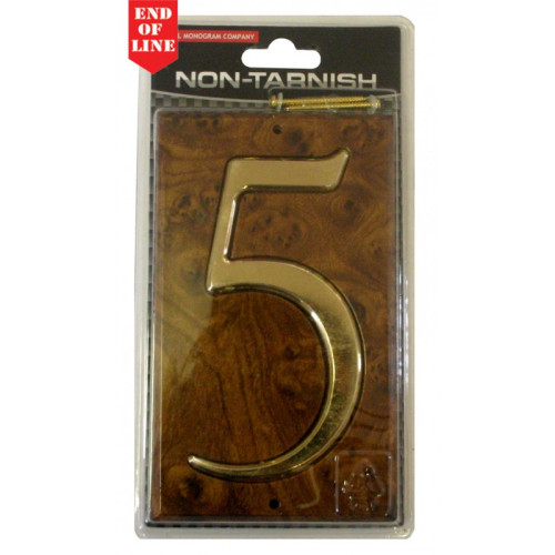 Walnut/Gold Numbered Plaque 5