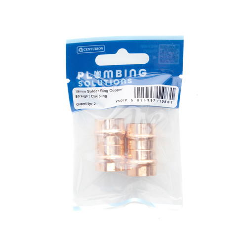 15mm Solder Ring Copper Straight Coupling (Pack of 2)