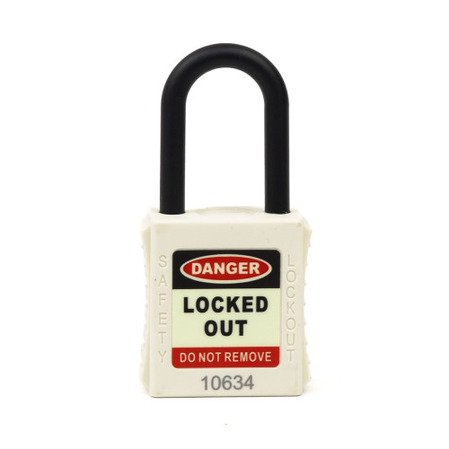 Safety Lockout Padlocks, Nylon Shackle, White (each)