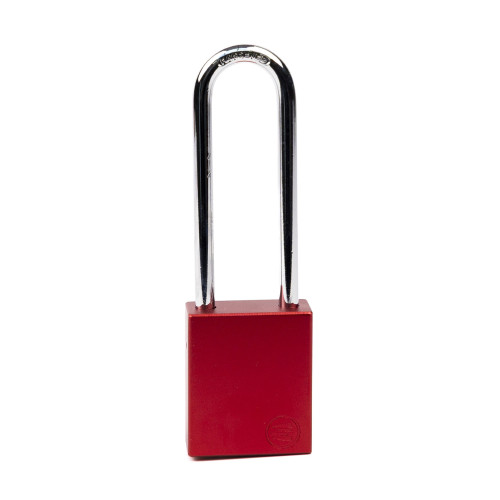 Aluminium Safety Lockout Padlock Long Shackle - Red