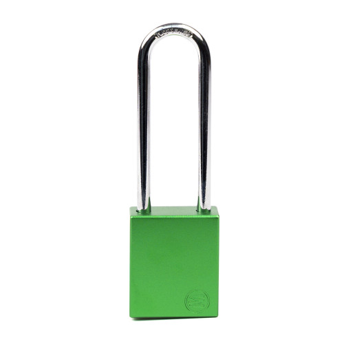 Aluminium Safety Lockout Padlock Long Shackle - Green