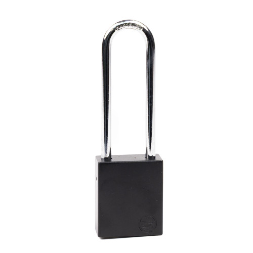 Aluminium Safety Lockout Padlock Long Shackle - Black