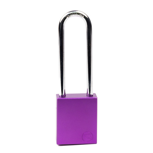 Aluminium Safety Lockout Padlock Long Shackle - Purple